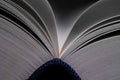 Open book with blue cover. Fluttering pages Royalty Free Stock Photo