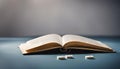 Open Book on a Blue Surface Royalty Free Stock Photo