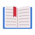 Open Book with Bookmark Flat Style Vector Illustration I on White Background Royalty Free Stock Photo