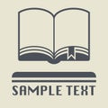 Open book with bookmark icon or sign