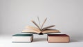 Open Book on Books Stack Floating In Air Represents Knowledge, Education, and Reading. Royalty Free Stock Photo