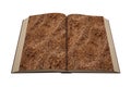 Open book of brown soil texture page. 3D illustration