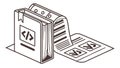 Open Book with Code Symbol, Software Development and Learning Icon, vector design Generative AI Royalty Free Stock Photo