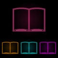 open book color neon set. Simple thin line, outline vector of web icons for ui and ux, website or mobile application Royalty Free Stock Photo