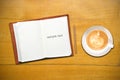 Open book with cup of coffee Royalty Free Stock Photo