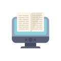 Open book displaying on desktop computer monitor screen Royalty Free Stock Photo