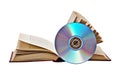 Open book and DVD Royalty Free Stock Photo