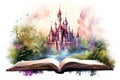open book fairy tale magical castle AI generated