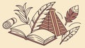 Open Book with Feathers Pyramid - Knowledge, History Ancient Wisdom Vector, vector design Generative AI Royalty Free Stock Photo