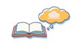 Open Book with Floating Thought Bubbles, vector design Generative AI Royalty Free Stock Photo