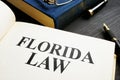 Open book with Florida law on a desk Royalty Free Stock Photo