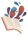 Open book with flowing abstract drops knowledge design symbol vector illustration on white background Royalty Free Stock Photo