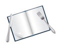 Open book, fork and knife