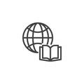 Open book and globe line icon. Royalty Free Stock Photo