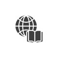 Open book and globe vector icon Royalty Free Stock Photo