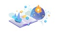 Open Book with Glowing Content, Magical Knowledge and Learning, vector design Generative AI Royalty Free Stock Photo