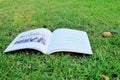 Open book on grass