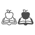 Open book green apple line and solid icon, children book day concept, green apple vector sign on white background, book Royalty Free Stock Photo