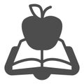 Open book green apple solid icon, children book day concept, green apple vector sign on white background, book and apple Royalty Free Stock Photo