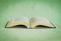 Open book with hardcover on green background, clipping path Royalty Free Stock Photo