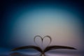 Open book with a heart made with two sheets Royalty Free Stock Photo