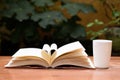 Open book with heart shape page Royalty Free Stock Photo