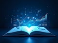 Open Book with Holographic Data Charts and Graphs Royalty Free Stock Photo