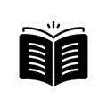 Black solid icon for Open Book, knowledge and magazine