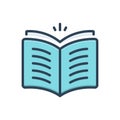 Color illustration icon for Open Book, open and knowledge