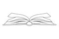 Open book icon cartoon isolated black and white