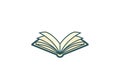 Open book icon featuring stylized, minimalist design. It has thick, Royalty Free Stock Photo