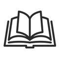 Open book icon, knowledge and text symbol