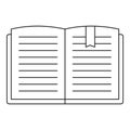 Open book icon, outline style