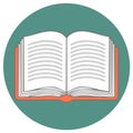 Open Book Icon With Pages and Text Lines Inside a Teal Circle with Shadow Royalty Free Stock Photo