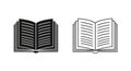 Open book icon set black and white simple Vector Royalty Free Stock Photo