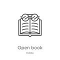 open book icon vector from hobby collection. Thin line open book outline icon vector illustration. Outline, thin line open book Royalty Free Stock Photo