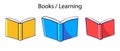 Open book icons set education sign simple flat design vector template album cartoon Royalty Free Stock Photo