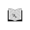 Open book illustration. Digital learning icon. Cursor clicking page. Vector reading element. Royalty Free Stock Photo
