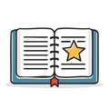 Open book illustration with a star symbol, knowledge and education concept icon Royalty Free Stock Photo