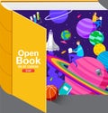 Open Book ,Inspiration, Online Learning, study from home, back to school, flat design vector