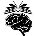 An open book with pages forming a brain symbolizing knowledge and learning isolated on transparent background Royalty Free Stock Photo