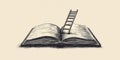 Open Book with Ladder Symbolizing Knowledge and Learning Journey Royalty Free Stock Photo