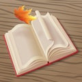 Open book and leaf