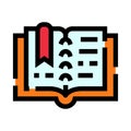 Open book learning icon with red bookmark Royalty Free Stock Photo