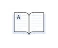 Open book with letter 'A' emphasizing learning, education, and knowledge in a digital context Royalty Free Stock Photo