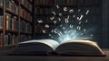 An open book with letters flying out of it Royalty Free Stock Photo