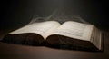 Open Book on Dark Background with Smoke Royalty Free Stock Photo