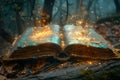 Open Book Amidst Forest Generative AI Royalty Free Stock Photo