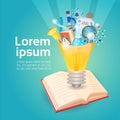 Open Book Light Bulb Business Stratup Education Knowledge Concept