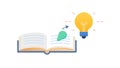 Open Book and Light Bulb, Learning & Knowledge Concept, vector design Generative AI Royalty Free Stock Photo